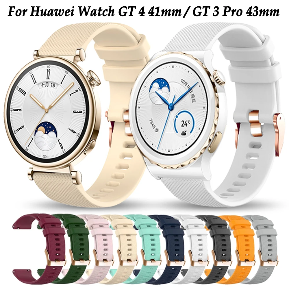 

18/20mm Women Strap For Huawei Watch GT 4 GT4 41mm GT 3 GT3 Pro 43mm GT 2 GT2 42mm Silicone Wristband Smartwatch Band Bracelet