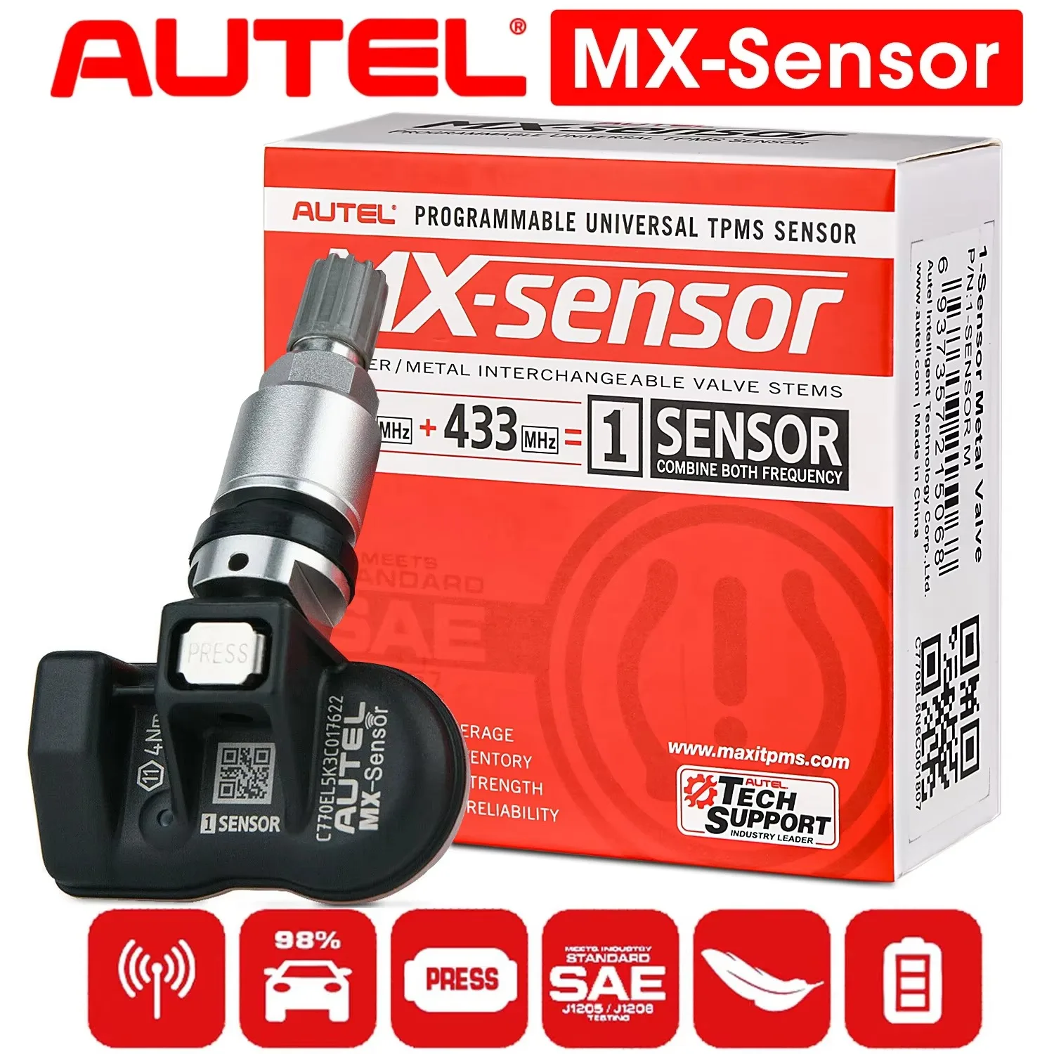 空気圧センサー TPMS Autel MX-Sensor Autel TPMS MX センサー 315MHz 433MHz センサー 2in1 クローン