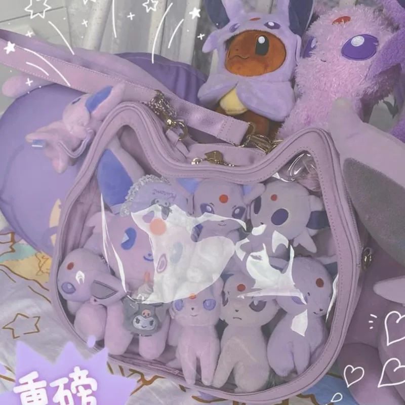 JIAERDI Harajuku Aesthetic Transparent White Shoulder Bag Women Sweet Cat Handbag Ita Bag Ladies Lolita Mini Backpack Itabag