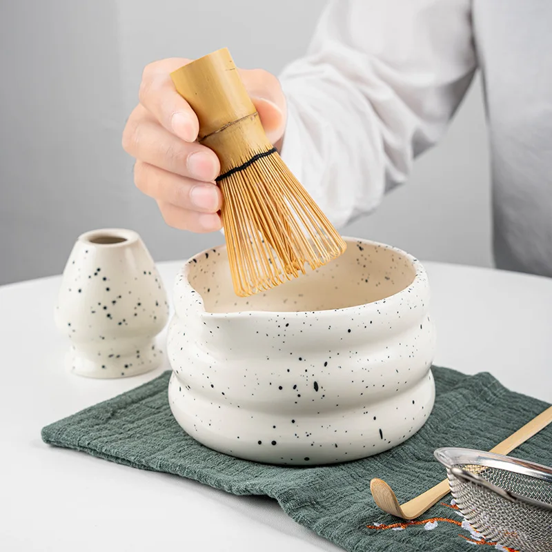 7Pcs Japanese Matcha Blender Set with Mouth Matcha Whisk Holder Bamboo Scoop for Beverage Shop DIY Tea-Making Tools Accessories