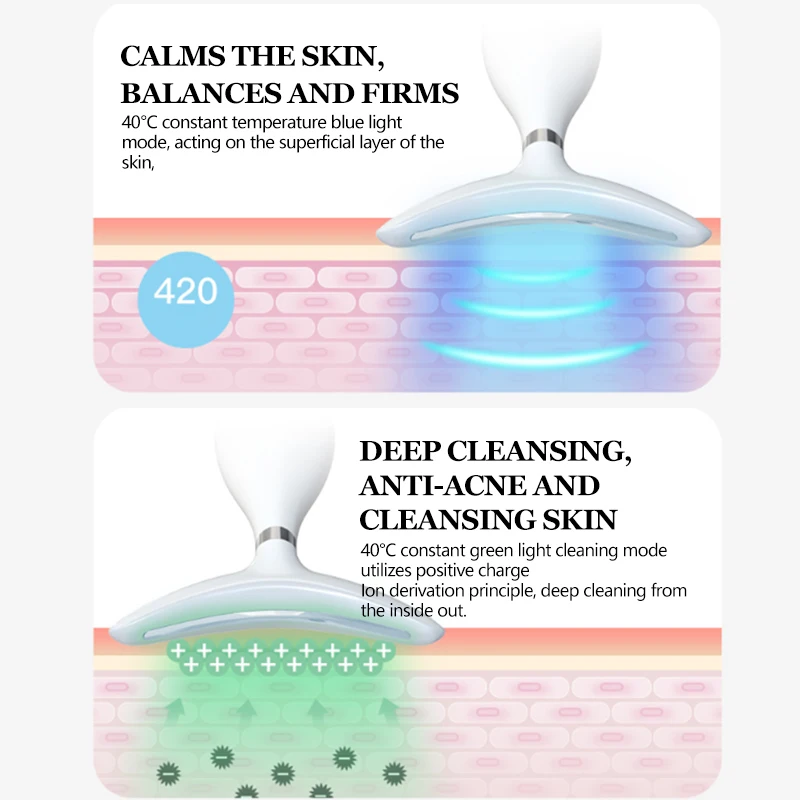 LED Photon Therapy Neck Massager EMS Facial Lifting and Contraction Double Chin Anti Wrinkle and Tightening Beauty Device