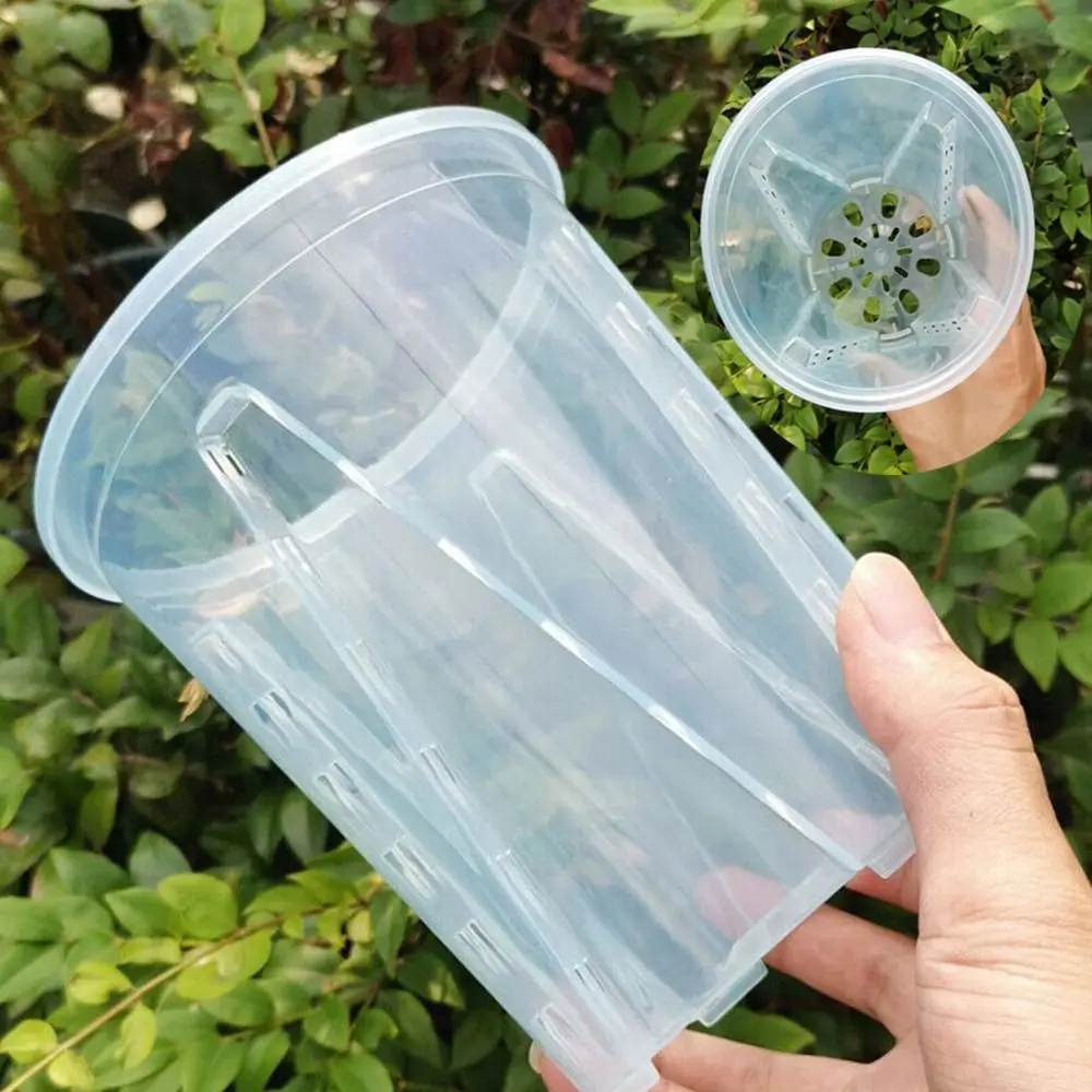 Flower Pot Clear Plastic Orchid Pots With Holes Succulents Plant Container