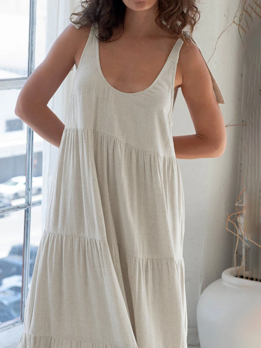 Mathaqiqi Summer Ladies Home Clothes Sexy O-Neck Sleepwear Lace Up Nightwear Backless Pajama Ankle-Length Dress Female Nightgown