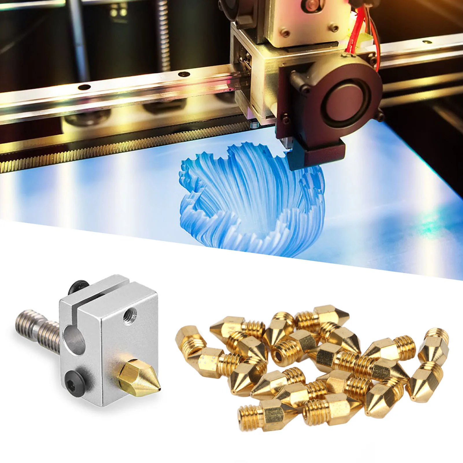 20PCS MK8 Nozzle Kit 1.75mm M6 Thread Polished Extruder Nozzles with Storage Box for 3D Printer Replacement 3D Printer Nozzles