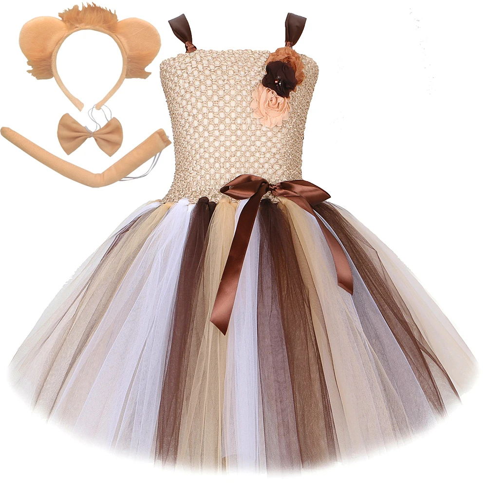 Jungle Lion Halloween Costumes for Girls Zoo Animal Birthday Dresses for Kids Christmas Party Clothes Children New Year Outfit