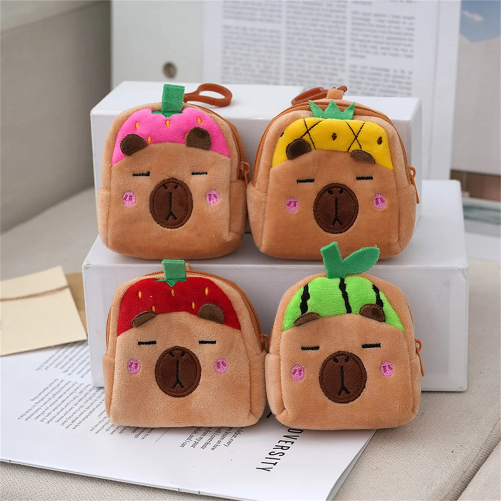 Cute Capybara Plush Wallet Cartoon Animal Coin Purse Portable Money Changer Pouch Earphone Storage Bag Birthday Gifts