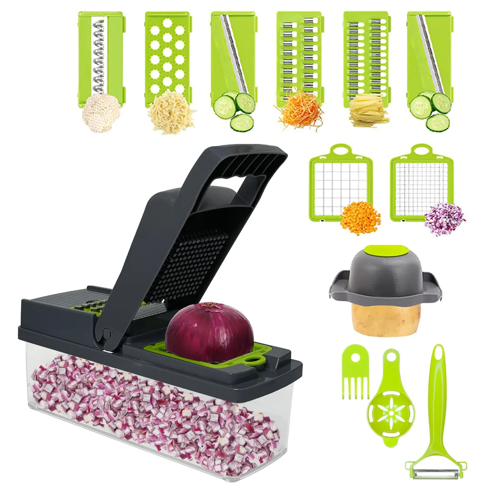 12-in-1 Vegetable Chopper Adjustable Slicer Onion Dicer