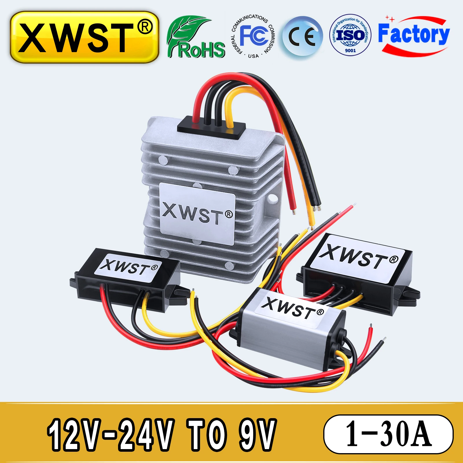 Xwst Power Inverter 8-40V 12V/24V A 9V Regolatore Di Tensione 1-30A Dc Convertitore Buck Auto/Camion Retrofit Potenza Impermeabile