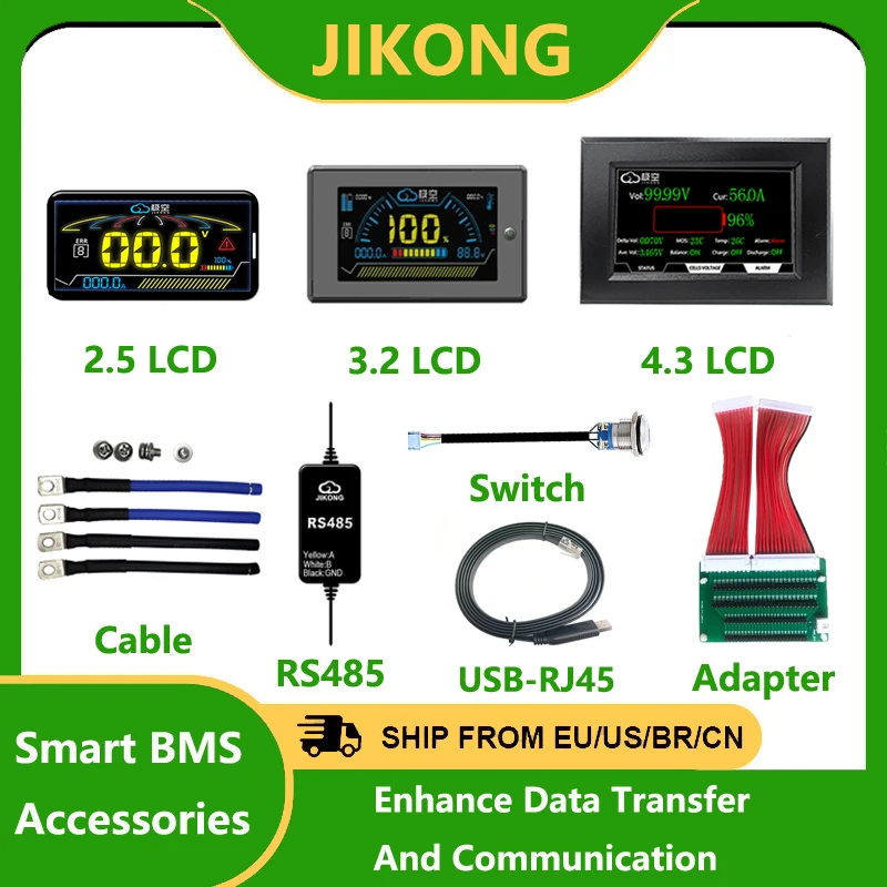 Аксессуары для аккумуляторов JK BMS Smart Lifepo4, переходник для пускового переключателя RJ45, 3,2/4,3 дюйма, ЖК-дисплей, интеллектуальная Защитная плата, кабели