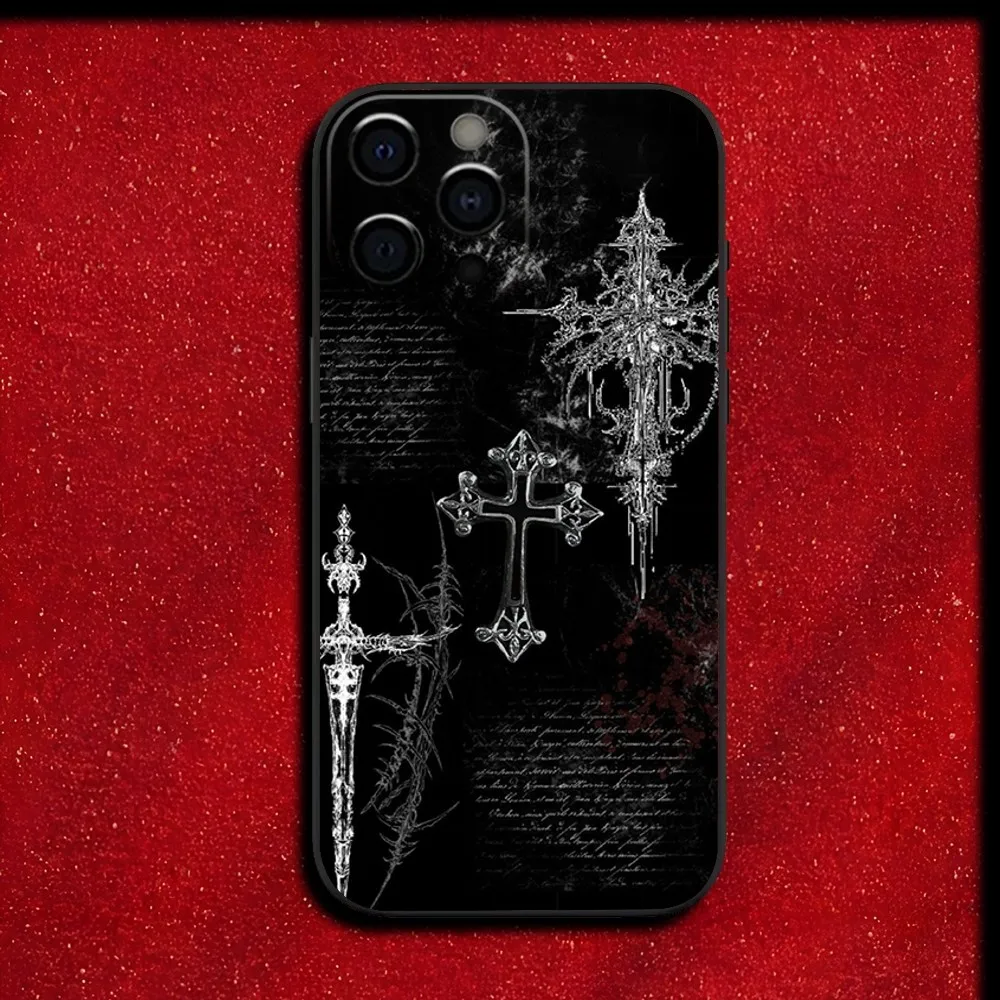 Gothic Cyber Sigil Cross Silicone Phone Case