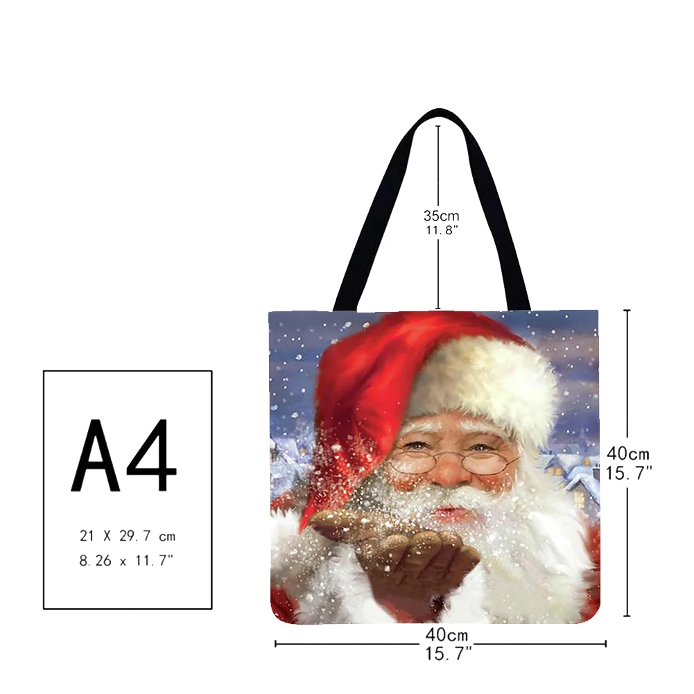 Linen Christmas Large Capacity Tote Bags for Shopping