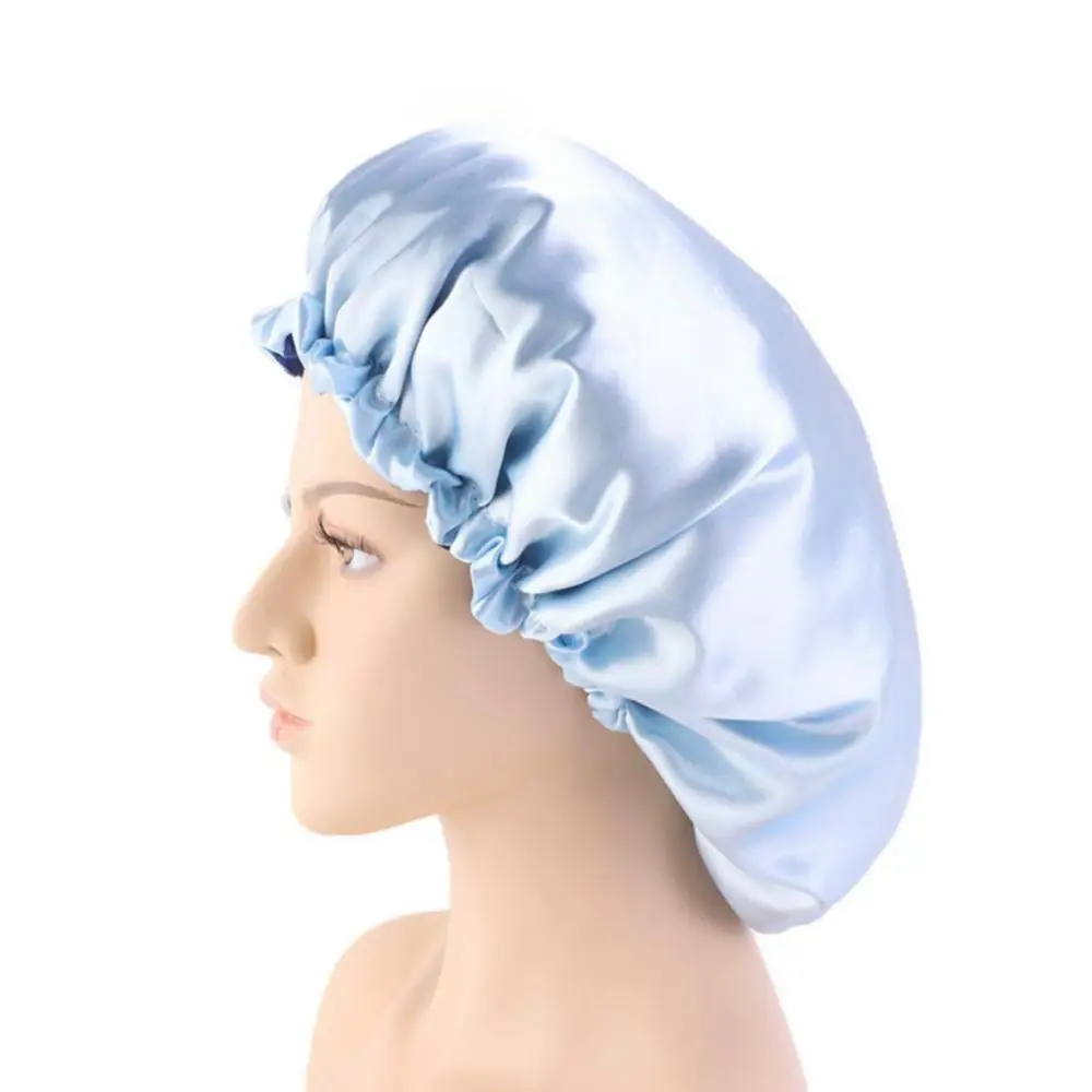 Description Picture 6 of item1/2PCS Reversible Satin Bonnet Hair Caps Double Layer Adjust Sleep Night Head Cover Hat For Curly Springy Hair Styling