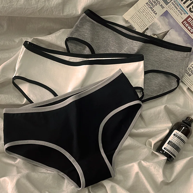 3PCS Women's Cotton Panties Simple Casual Mid-rise Seamless Briefs High-stretch Underwear Comfortable Breathable Underpanties