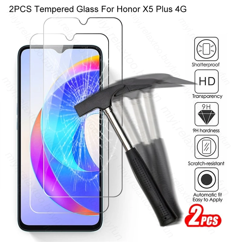 Custodia In Vetro Temperato 2 Pezzi Honorx5Plus X5Plus X5 + Honar Honer X 5 Plus 5 Plus Vetro Protettivo Per Honor X5 Plus 4G Wod-Lx1 6.56"