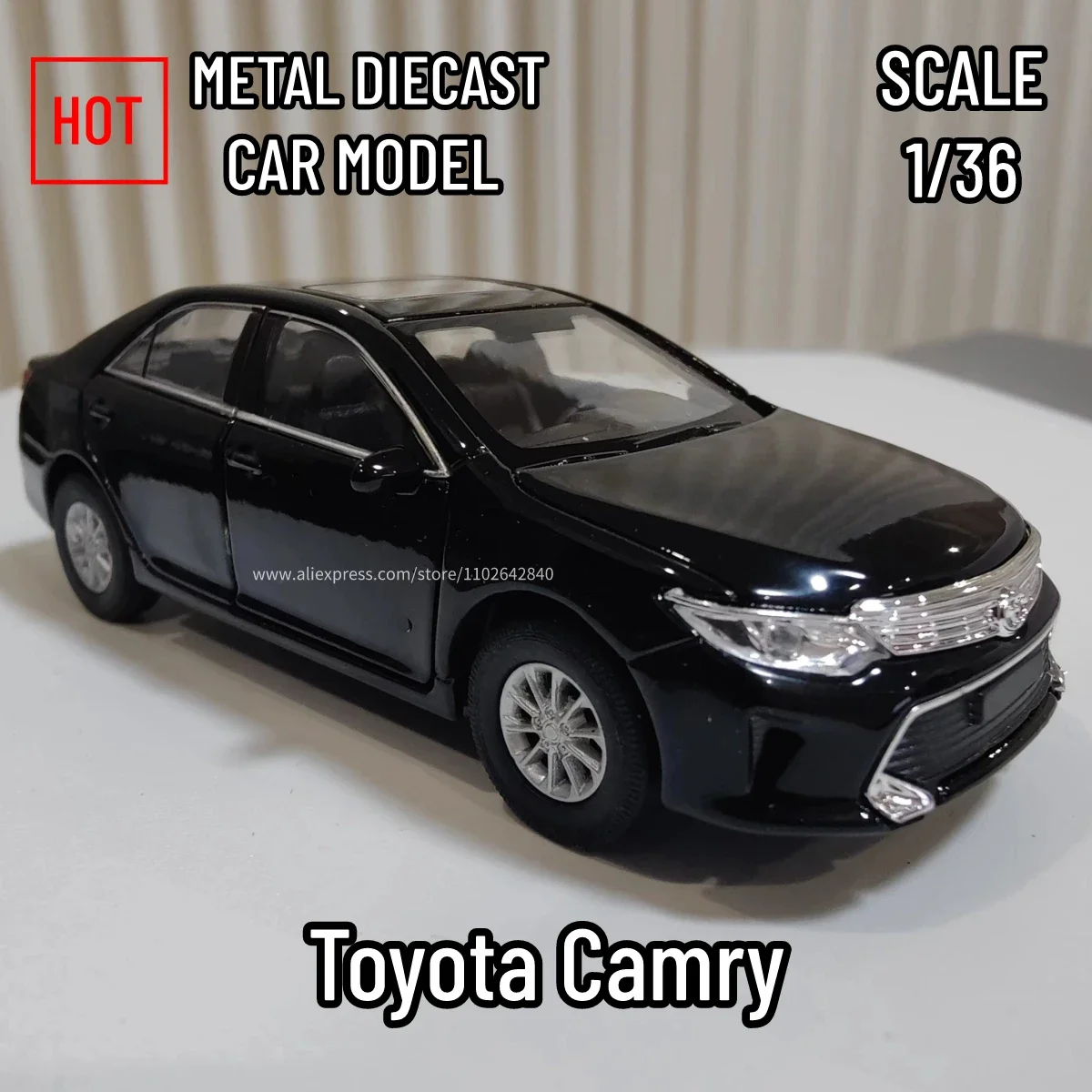 Toyota Camry Replica Diecast Car Model, Vehicle Interior Decor, Ornament, Xmas Gift, Kid Toy, Boy, 1/36 Scale