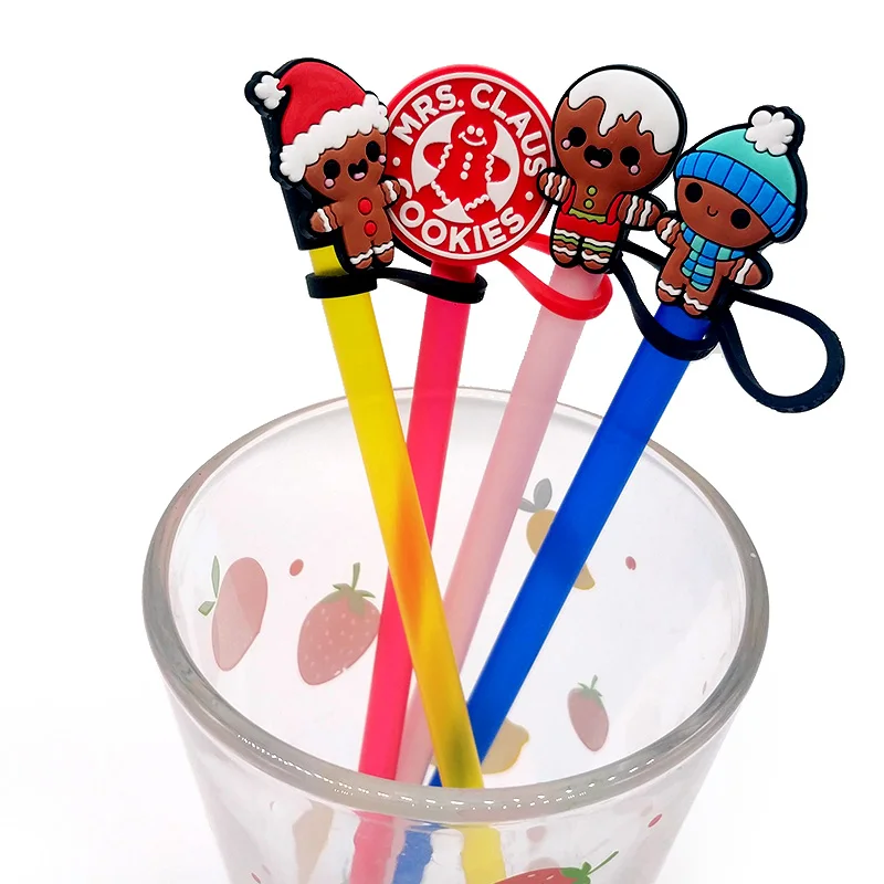 1PCS Merry Christmas straw topper Silicone Christmas straw toppers for  tumble drinking charm decoration Straw Tips Straws cover - AliExpress