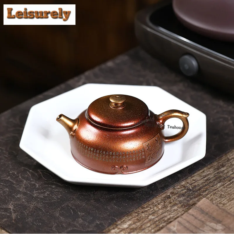 270ml  Yixing Purple Clay Teapots Artists Handmade Half Moon Pot Raw Ore Conch Roasting Mud Tea Infuser Kettle Zisha Tea Set
