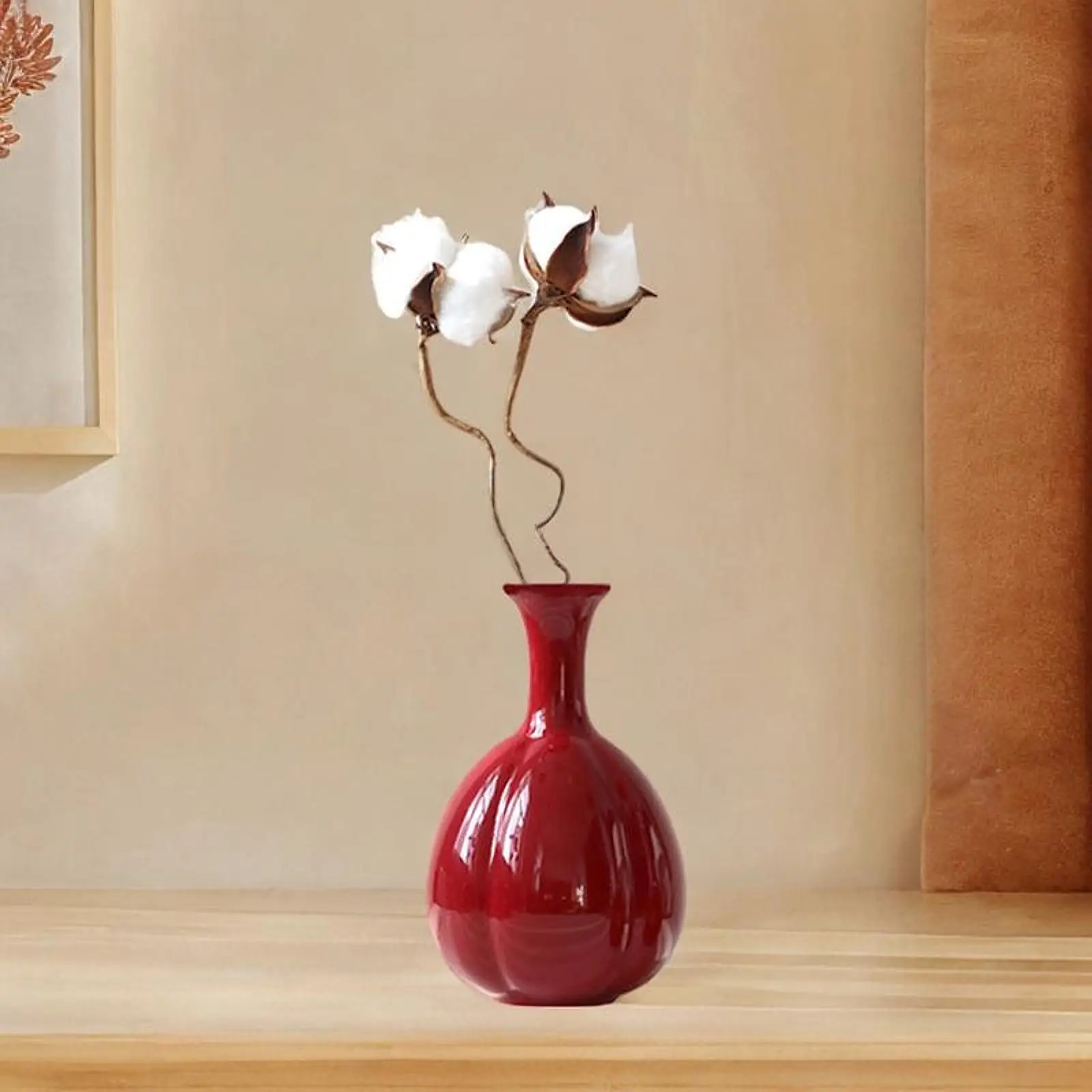 Red Ceramic Vase Decorative Vases Creative Flower Vases for Entrance Bookshelf