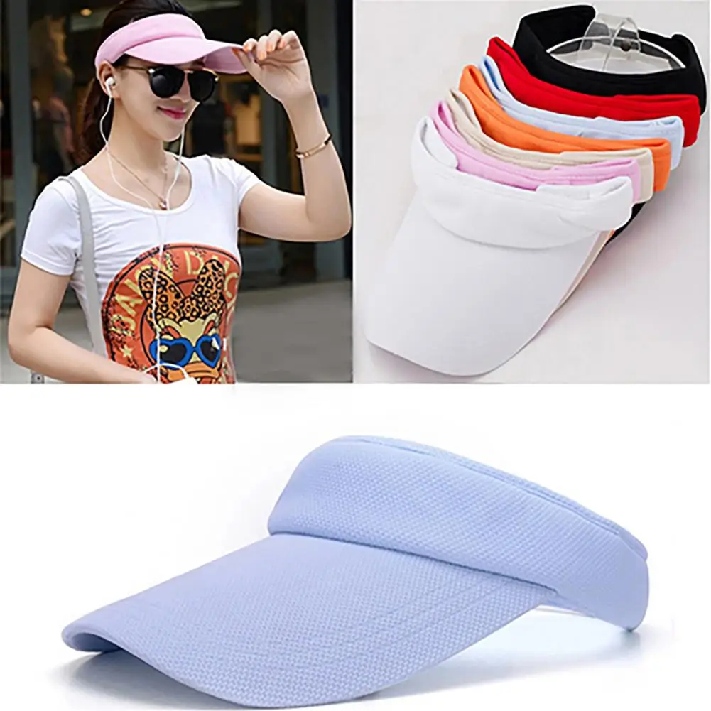 Baseball Cap Men Women Sunhat Adjustable Strap Hat Empty Head Breathable Cotton Visor Cap Sports Tennis