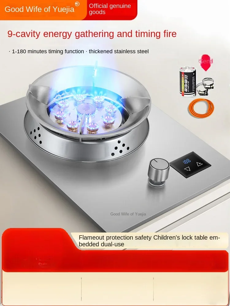 Haotaitai household stainless steel gas stove single stove liquefied gas natural gas embedded desktop fierce stove outdoor folding heat insulation table stainless steel stove bracket barbecue table gas stove camping stove accessories