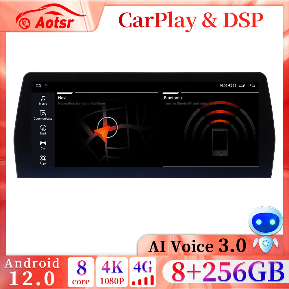 

12.3 inch QLED Screen Wireless Carplay Android Auto Car Multimedia Player For BMW 3 Series E90 E91 E92 E93 GPS Radio Display 4G