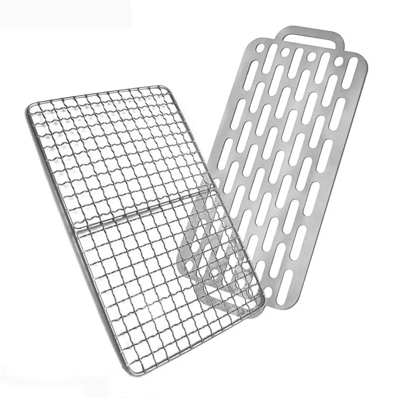 Pure Titanium Grill Mesh for Outdoor BBQ Picnic Reusable Non-Stainless Steel Cooking Grid for Fish Meat Lightweight Camping