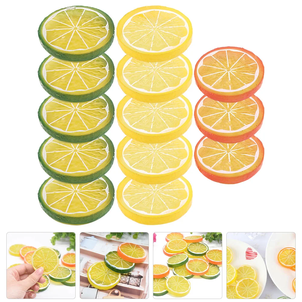 13 Pcs Imitation Lemon Slice Fake Lemons Slices Kitchen Photography Props Fruit artificial fruits and vegetables