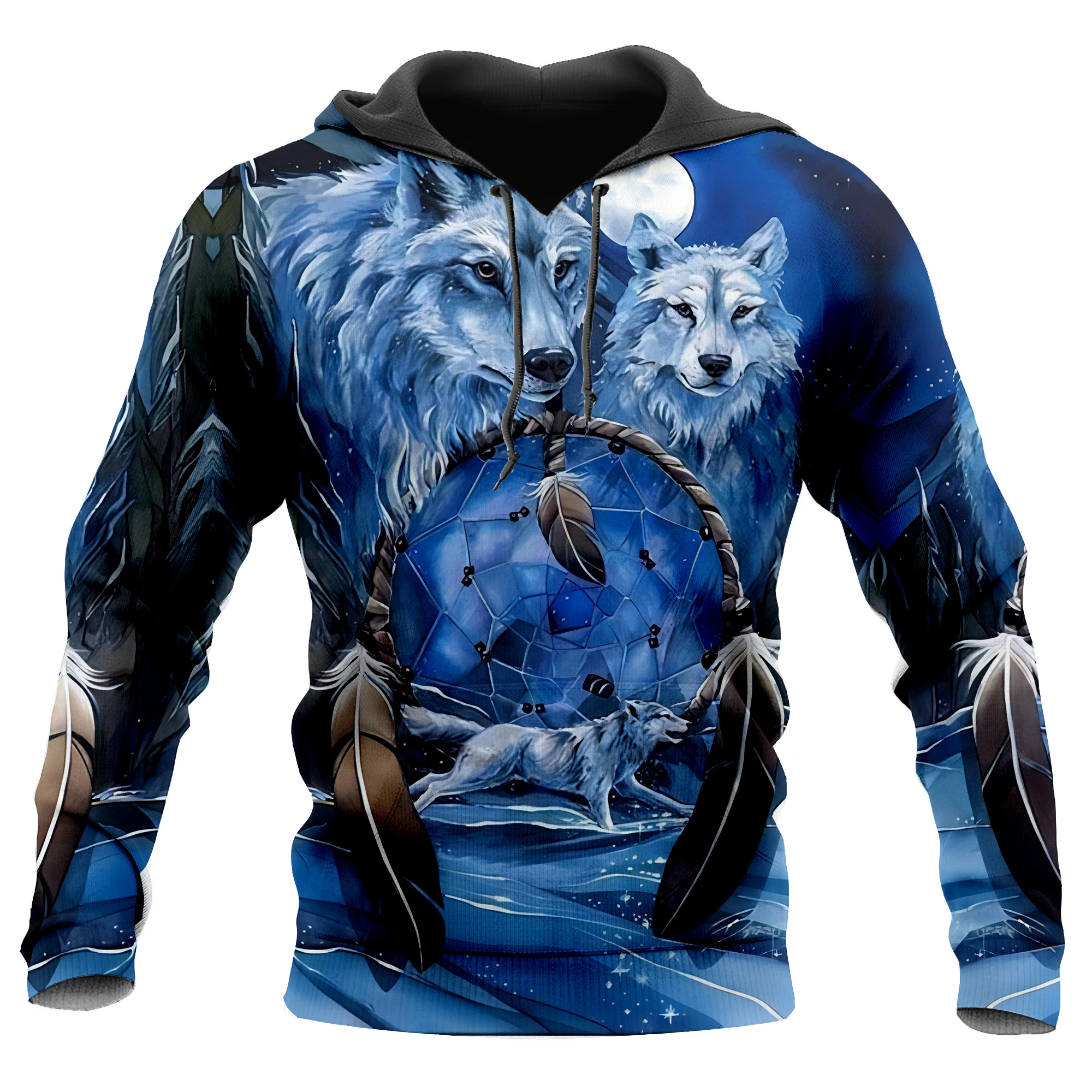 

Native Wolf Dream Catcher - Two Wolves 3D Print Hoodie Man Female Pullover Sweatshirt Hooded Jacket Jersey Coat Tracksuits-2