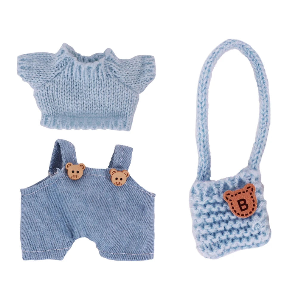 Ropa Para Muñecas De 17 Cm - Conjunto Con Suéter, Vaqueros Y Adorno, Tela Elástica, Para Vestir Y Jugar