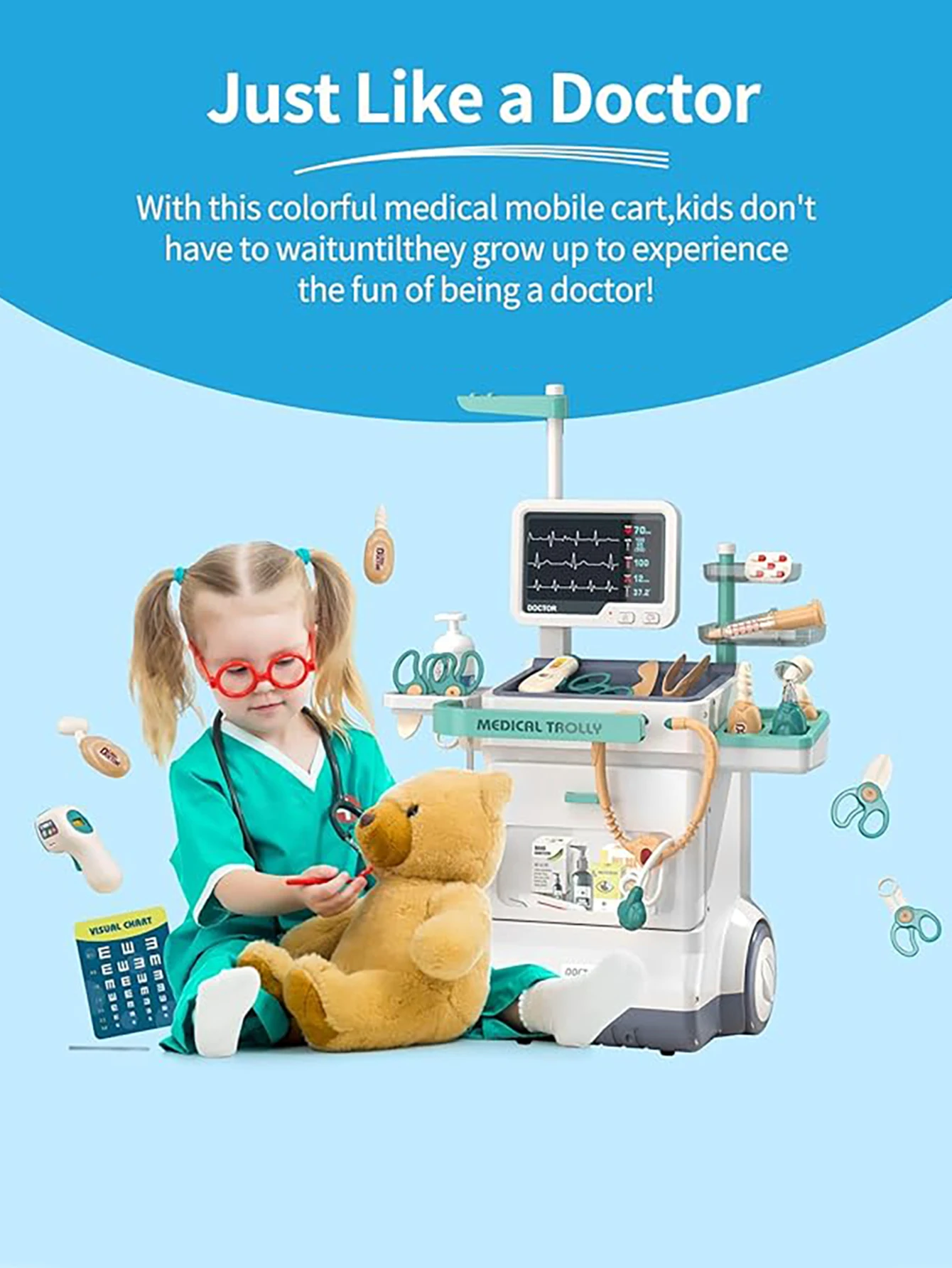 Deluxe Children's Doctor Set -26 piece hypothetical medical station toy set ，gift for toddlers 2