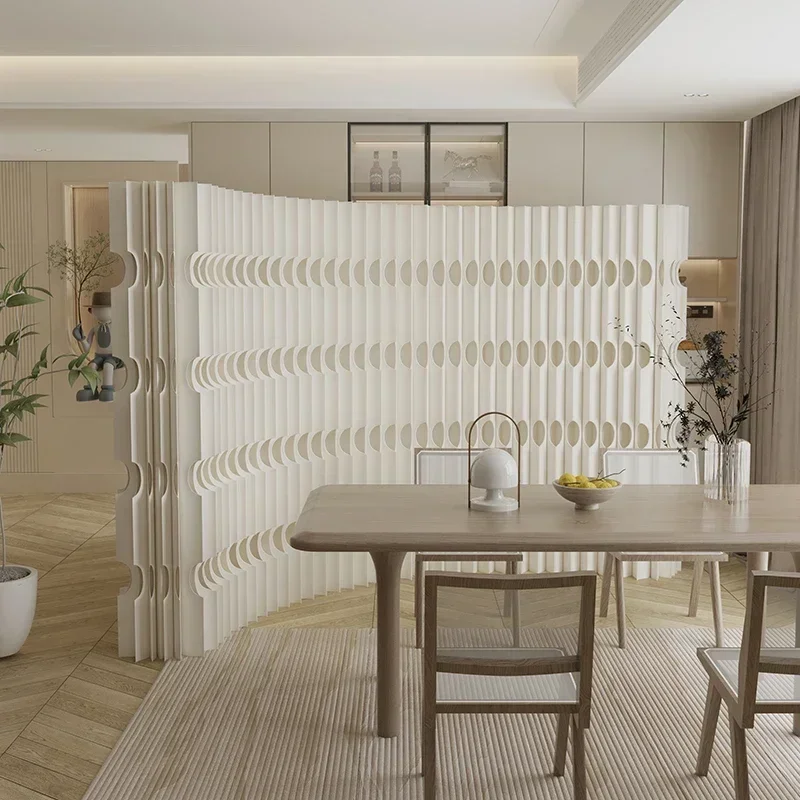 Striped Paper Wall Screen Fence Partition Wall Foldable Screen Exhibition Room Divider Folding