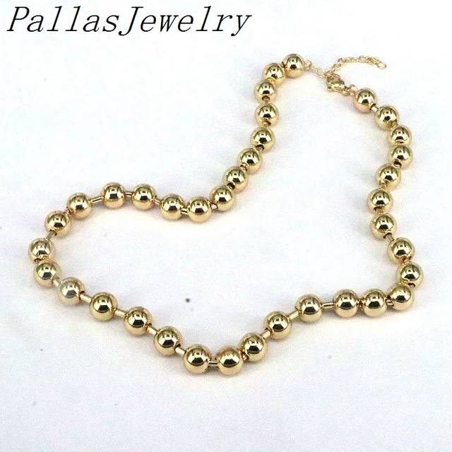 10pcs Sparkly Gold Silver Color Bead Chain Choker Necklace Gift Copper Oval Bead Chain Necklaces