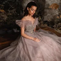 Bling Pink Luxury Dubai Evening Dresses with Belt Elegant Off Shoulder Blue Arabic Women Wedding Party Gowns SCZ002 13
