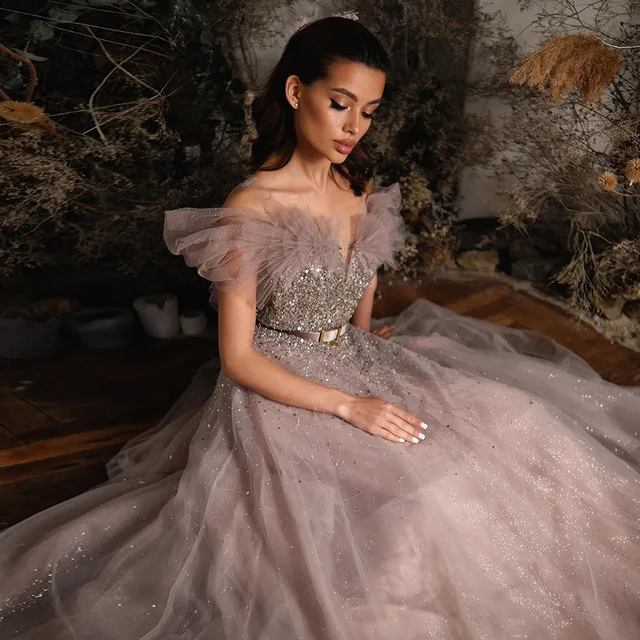 Bling Pink Luxury Dubai Evening Dresses with Belt Elegant Off Shoulder Blue Arabic Women Wedding Party Gowns SCZ002 2