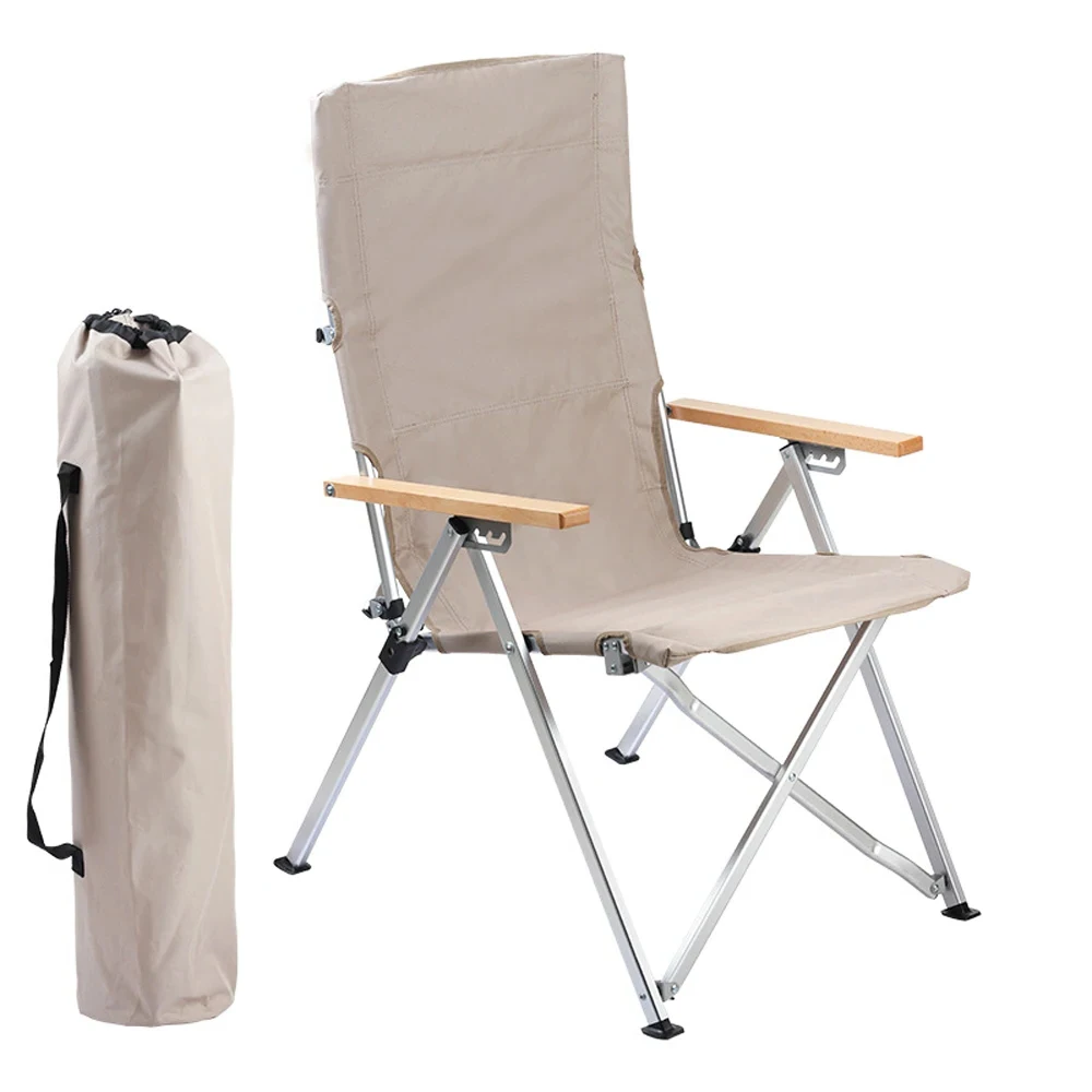 

4-Speed Adjustable Folding Chair Outdoor Portable Storage High Back Chair Lunch Chair Camping Beach Lounger