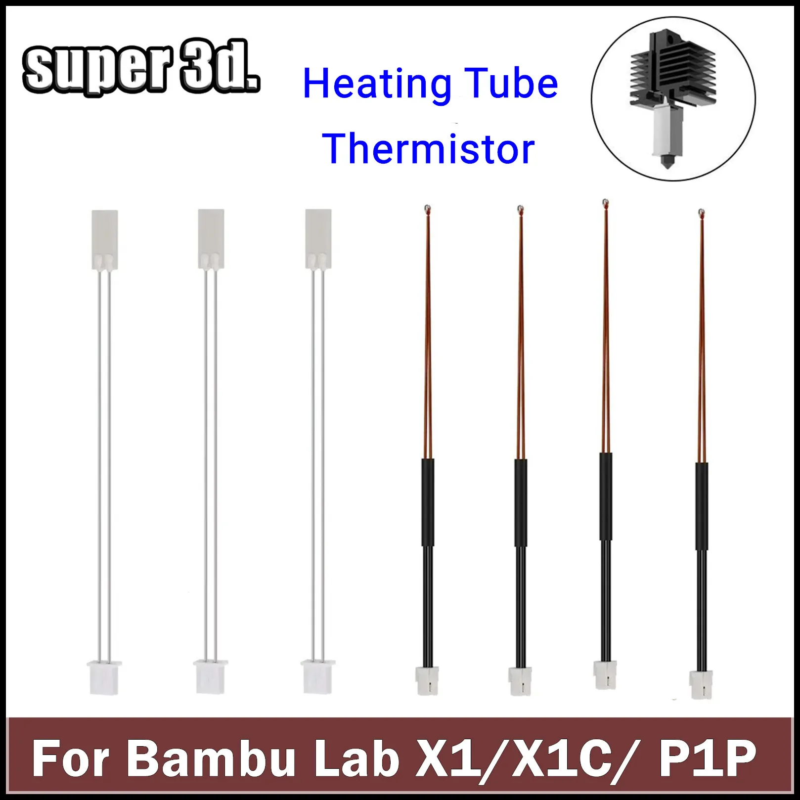 Termistore Per Bambu Lab X1/X1-Carbon P1P Tubo Di Riscaldamento Per Stampante 3D Cartuccia Riscaldatore Bambu Hotend 24V Accessori Per Stampante 3D