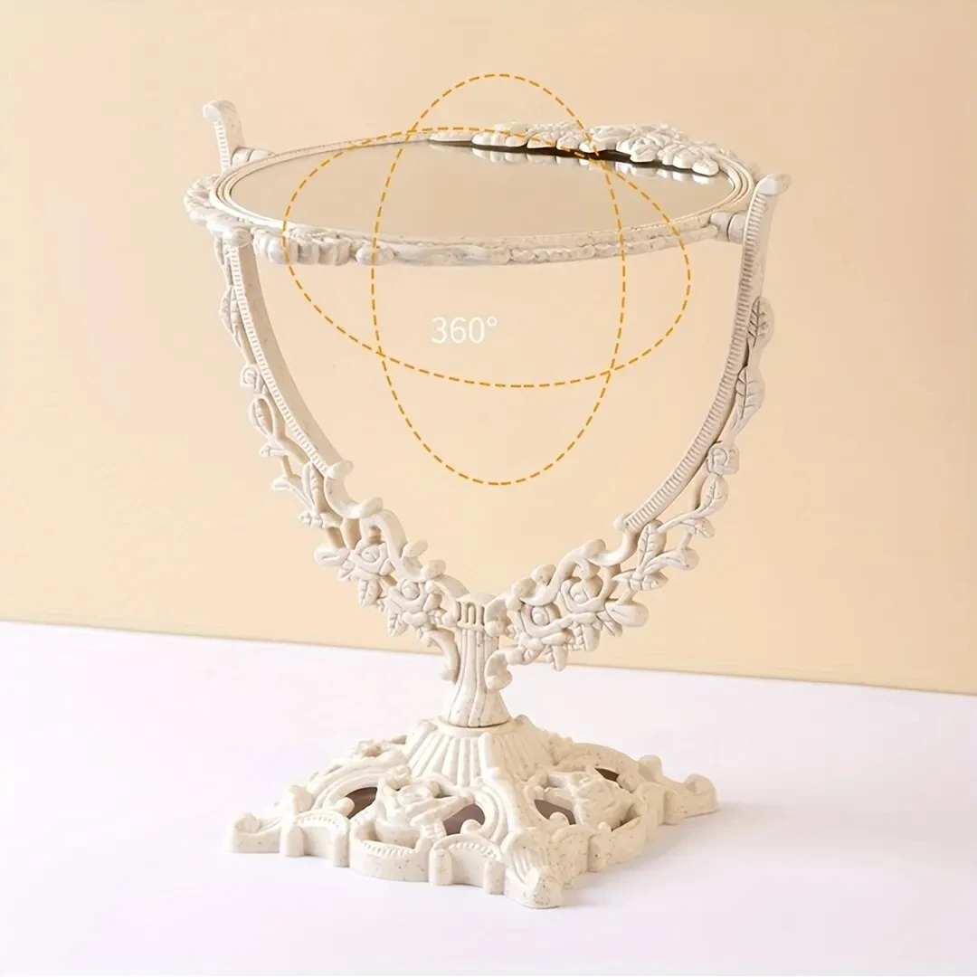 Makeup Mirror Women Desk Table Oval Shape Double Sided