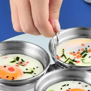 Stainless Steel Egg Poacher Poaching Pan Mould Omelette Egg Steamer Steamed Egges Mold Hoousehold Kitchen Cooking Tool Gadget