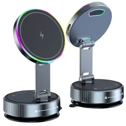 Cooling Wireless Charger Car Mount with RGB Breathing Light and Magnetic Suction Bracket (1PC)