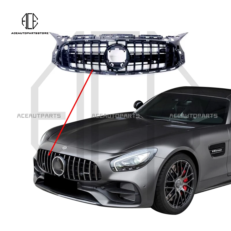 

Передняя решетка C190 GT для Mercedes AMG GT 2017-2019, для AMG GT S R190 Coupe, 2 двери, ABS, спортивный передний бампер, решетка без эмблемы