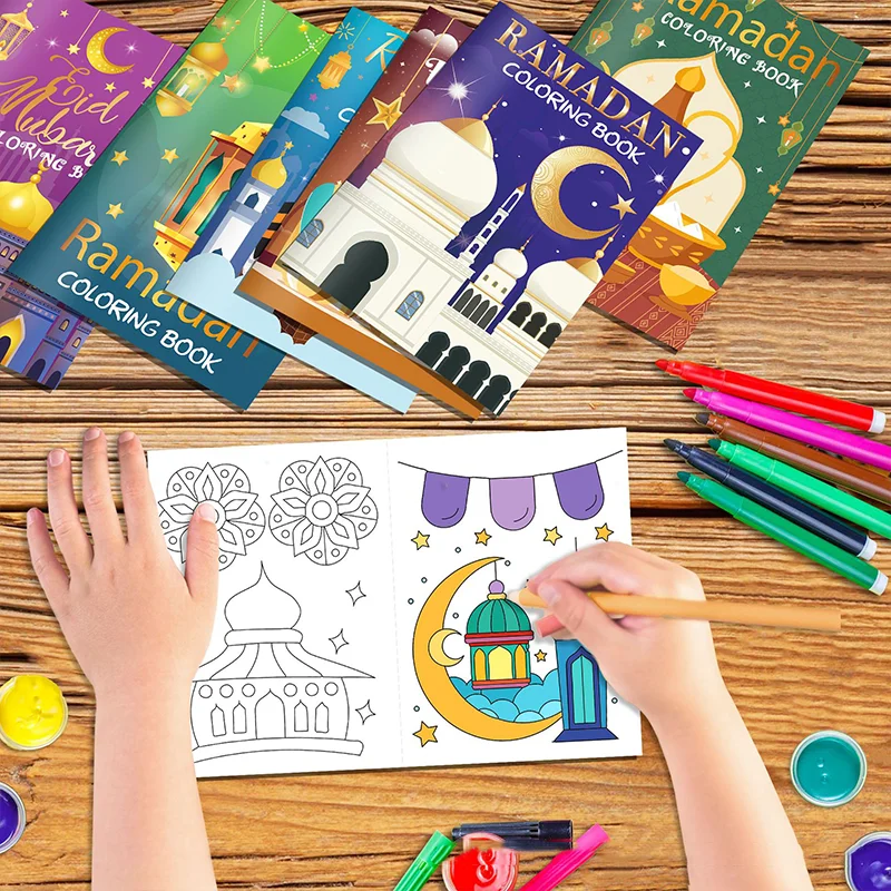 Eid Coloring Book Ramadan Doodle Sketchbook Islamic Activity Book Celebrating Ramadan Mubarak DIY Children Coloring Book