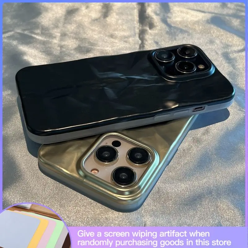 

Роскошный плиссированный фоточехол из оловянной фольги, подходит для IPhone14 14promax 13Promax 12 11, новый мягкий чехол, полноразмерный, противоударный, премиум