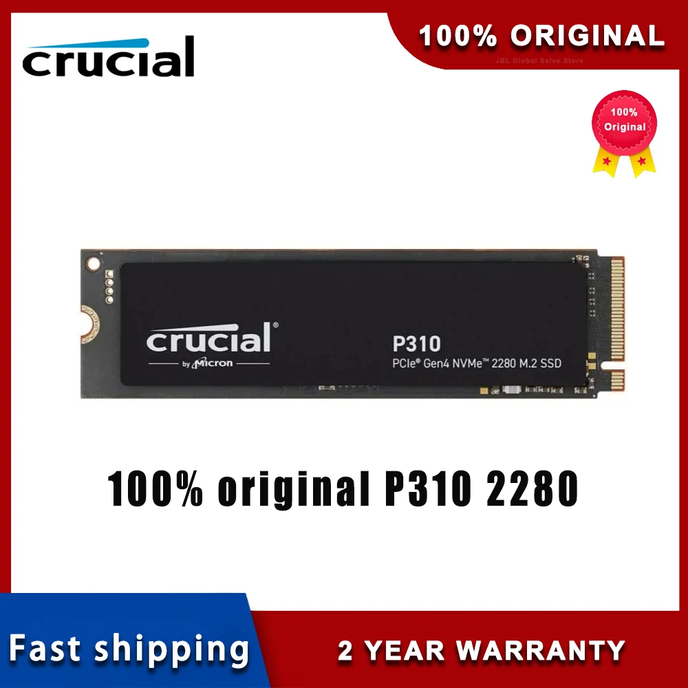 Crucial P310 M.2 2280 1 to 2 to SSD PCIe Gen4 3D NAND NVMe disque dur 2 to disque SSD interne pour ordinateur portable de bureau