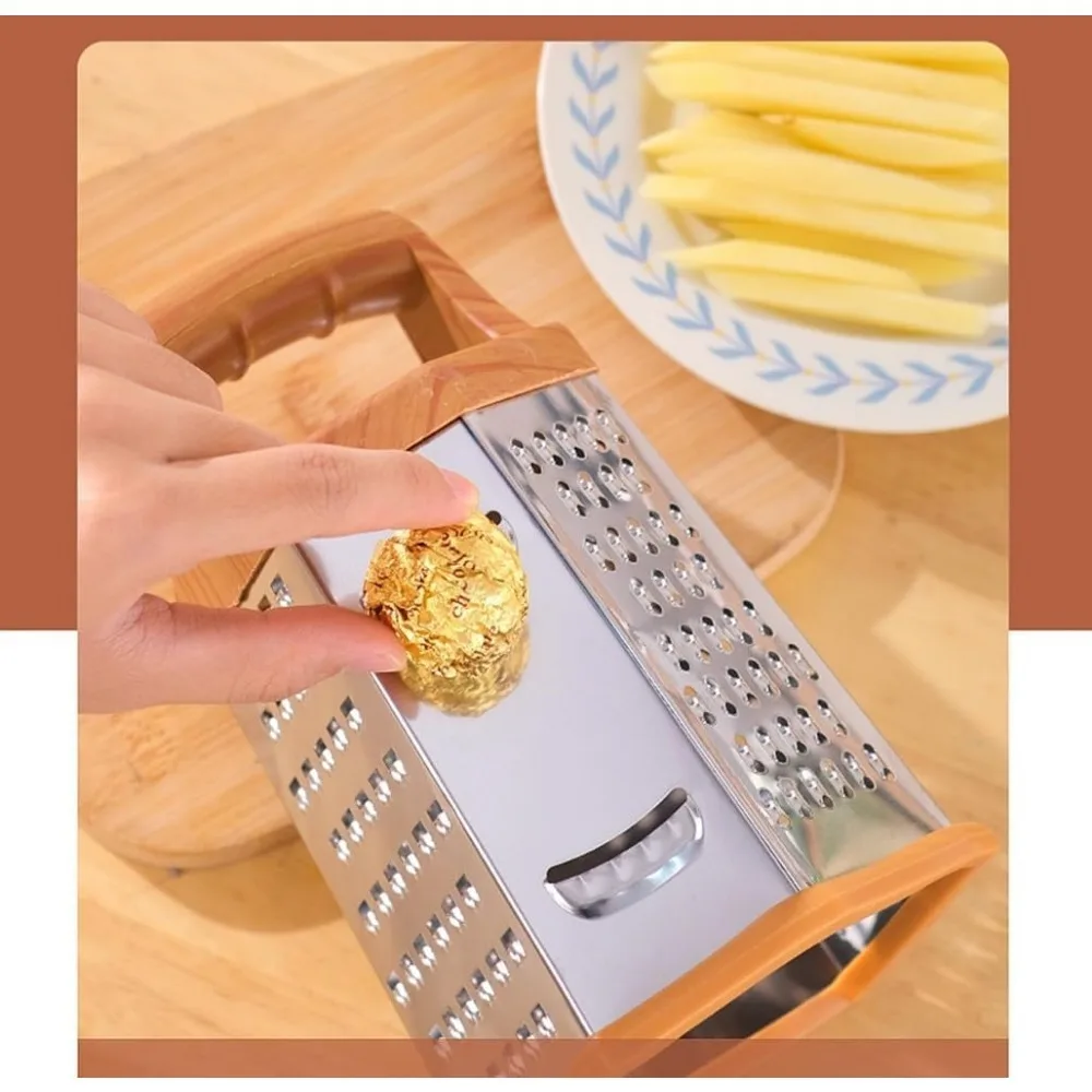 Stainless Steel Box Cheese Grater with Container Multi-sided Box Grater Handheld Food Chopper for Vegetable Ginger Cutting