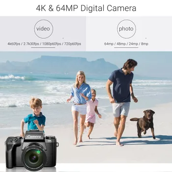 Digital Camera for Photography, 4K 64MP WiFi Vlogging Camera with Flash, Lens Hood, Front and Rear Camera, 4 Inch Touch Screen 2
