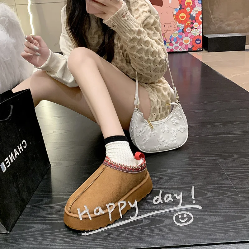 Winter Warm Thick Bottomless Heelless Half Slippers with Cotton Shoes, Tailor-made Suits for You