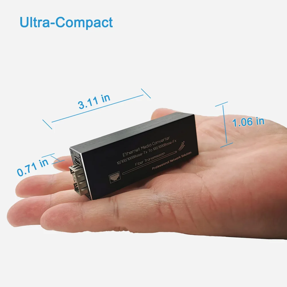 One Pair Ultra-Small Gigabit Fiber Media Converter 10/100/1000Mbps Micro Mini SFP IP Ethernet Media Converter