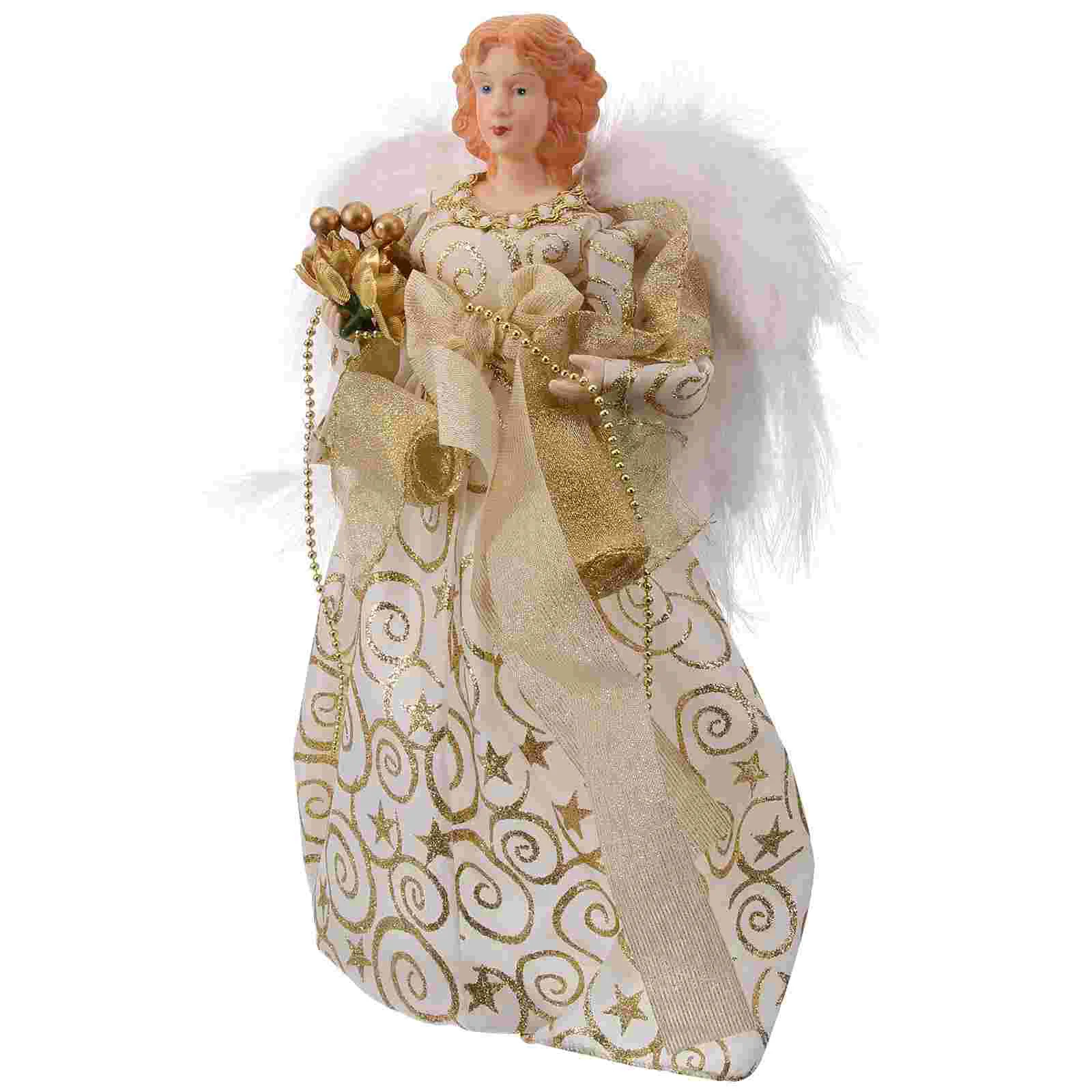 

Christmas Tree Top Gold Angel Figurine Plush Angel Doll Statue Christmas Tree Topper New Year Party Decoration