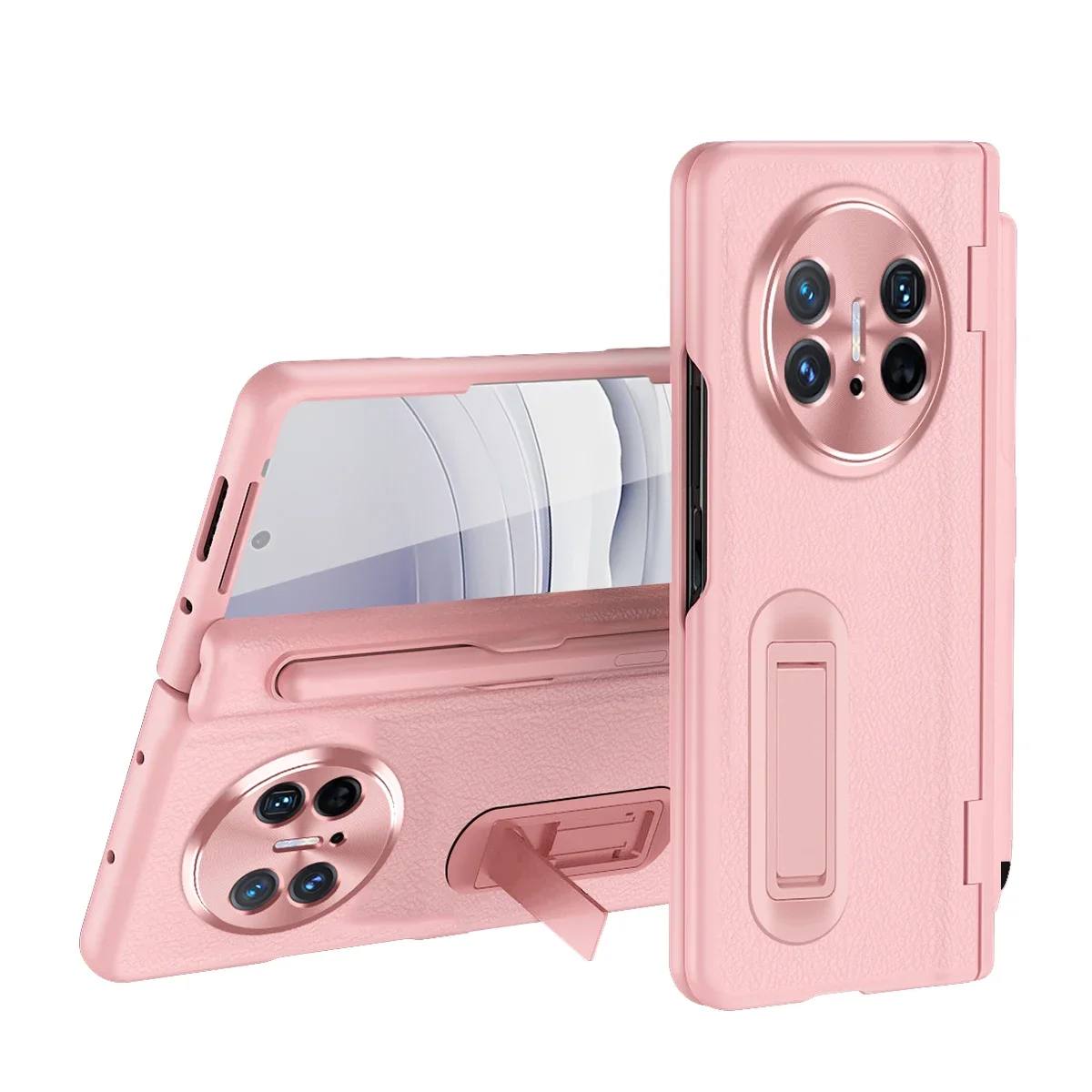 Luxury Leather Folding Case with Pen Slot, Bracket Hinge, and Screen Film Protection - Shockproof Hard Back Cover