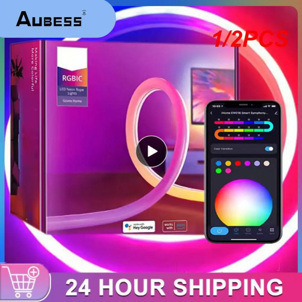 

1/2PCS RGB LED Neon Light 12V Tuya Smart Home Wifi Flex Led Strip Baby Room Wall Birthday Wedding Decorations Night